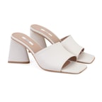 Kadın Bej Topuklu Napa Deri Terlik