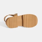 Kadın Bej Zımba Detaylı Deri Sandalet