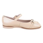 Kadın Bej Zincir Detaylı Mary Jane Rugan Deri Babet