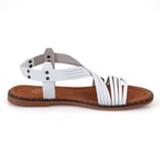 Kadın Beyaz Ayarlanabilir Tokalı Deri Terlik