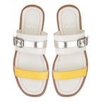 Kadın Beyaz Ayarlanabilir Tokalı Deri Terlik