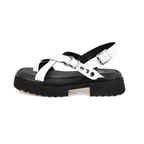 Kadın Beyaz Ayarlanabilir Tokalı Deri Sandalet