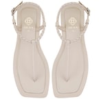 Kadın Beyaz Ayarlanabilir Tokalı Deri Sandalet