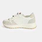 Kadın Beyaz Bağcıklı Deri Detaylı Spor Ayakkabı