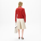 Kadın Beyaz Deri Bermuda Şort