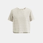 Kadın Beyaz Deri Detaylı Bluz