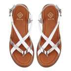 Kadın Beyaz Dolgu Tabanlı Deri Sandalet