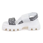 Kadın Beyaz Monogram Desenli Dolgu Topuklu Sandalet