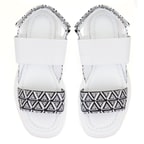 Kadın Beyaz Monogram Desenli Dolgu Topuklu Sandalet