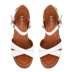 Kadın Beyaz Platform Topuklu Deri Sandalet