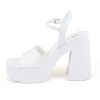 Kadın Beyaz Platform Topuklu Deri Sandalet