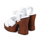Kadın Beyaz Platform Topuklu Deri Sandalet