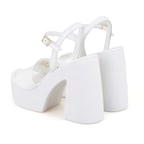 Kadın Beyaz Platform Topuklu Deri Sandalet