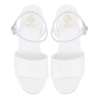 Kadın Beyaz Platform Topuklu Deri Sandalet