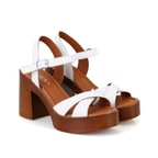 Kadın Beyaz Platform Topuklu Deri Sandalet