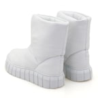 Kadın Beyaz Puffer Deri Detaylı Bot