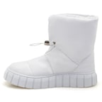 Kadın Beyaz Puffer Deri Detaylı Bot