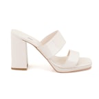 Kadın Beyaz Rugan Deri Platformlu Terlik