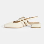 Kadın Beyaz Tokalı Deri Günlük Ayakkabı