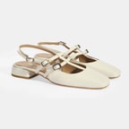 Kadın Beyaz Tokalı Deri Günlük Ayakkabı