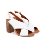 Kadın Beyaz Topuklu Deri Sandalet
