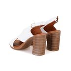 Kadın Beyaz Topuklu Deri Sandalet