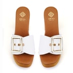 Kadın Beyaz Topuklu Deri Terlik