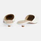 Kadın Beyaz Topuklu Deri Terlik