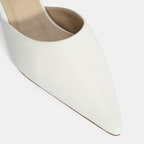 Kadın Beyaz Topuklu Deri Terlik