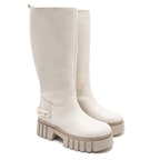 Kadın Beyaz Zincir Detaylı Deri Çizme