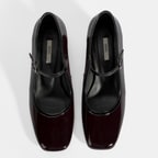 Kadın Bordo Ayarlanabilir Tokalı Kalın Topuklu Klasik Ayakkabı