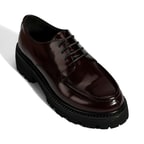 Kadın Bordo Bağcıklı Kalın Tabanlı Deri Günlük Ayakkabı