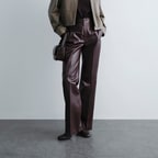 Kadın Bordo Deri Pantolon