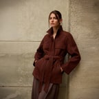 Kadın Bordo Fermuarlı Süet Trençkot