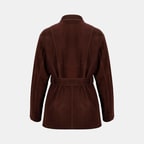 Kadın Bordo Fermuarlı Süet Trençkot