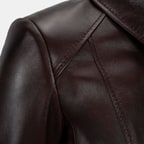 Kadın Bordo Gömlek Yakalı Fit Deri Ceket