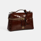 Kadın Bordo Kroko Baskılı Mini Rugan Deri El Çantası