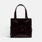 Kadın Bordo Kroko Baskılı Rugan Deri El Çantası