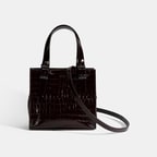 Kadın Bordo Kroko Baskılı Rugan Deri El Çantası