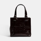 Kadın Bordo Kroko Baskılı Rugan Deri El Çantası