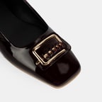 Kadın Bordo Metal Toka Aksesuarlı Rugan Babet