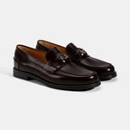Kadın Bordo Metal Toka Detaylı Deri Loafer