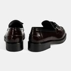 Kadın Bordo Püskül Detaylı Deri Loafer