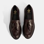 Kadın Bordo Püskül Detaylı Deri Loafer