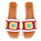 Kadın Bordo Triko Örgülü Terlik