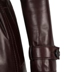 Kadın Bordo Yakalı Deri Trençkot