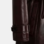 Kadın Bordo Yakalı Deri Trençkot