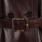 Kadın Bordo Yakalı Deri Trençkot