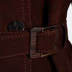 Kadın Bordo Yakalı Süet Deri Trençkot