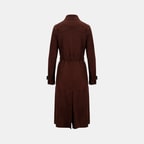 Kadın Bordo Yakalı Süet Deri Trençkot